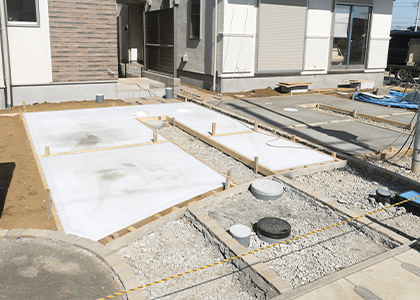 住宅の基礎工事現場の様子
